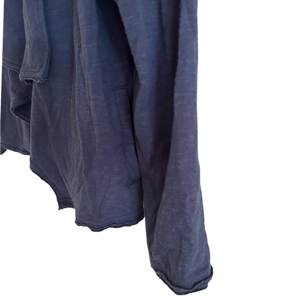Caslon Navy Soft Cotton Blend Sweatshirt Draped Raw Hem Cardigan Size Large - Picture 5 of 8